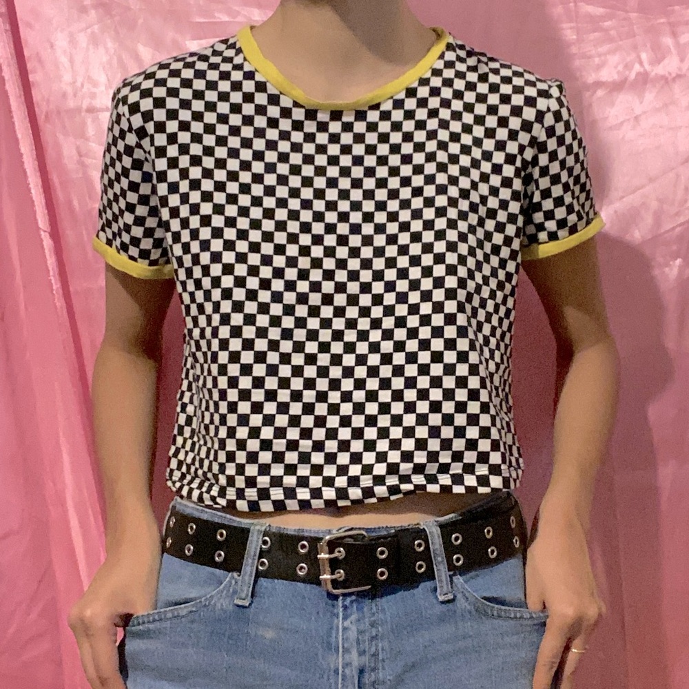 Y2K Taxi Checker Crop Top